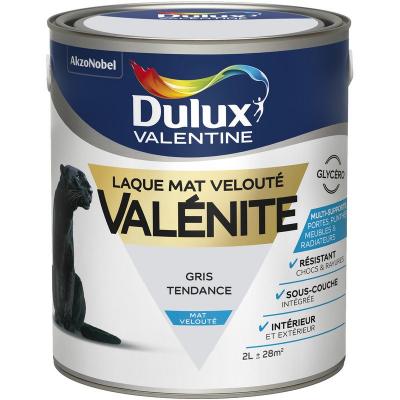 DULUX VALENTINE Laque Valenite - Multi-supports - Mat Veloute - Gris tendance - 2L