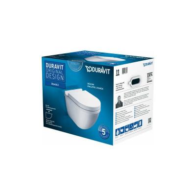 DURAVIT  WC mural, cuvette &agrave; chasse profonde Starck 3 avec abattant, blanc