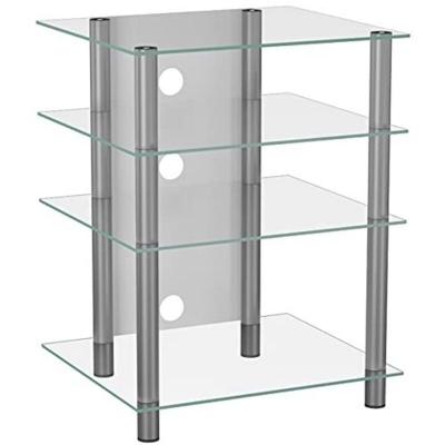 EBUY24 VCM 14100 Bilus Meuble HiFi Aluminium/Verre Argent/Clair