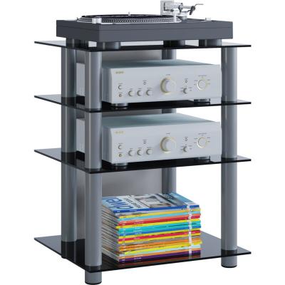 EBUY24  - Mobilier Hfii Bilus h. 70 x l. 59 x p. 48 cm Verre noir