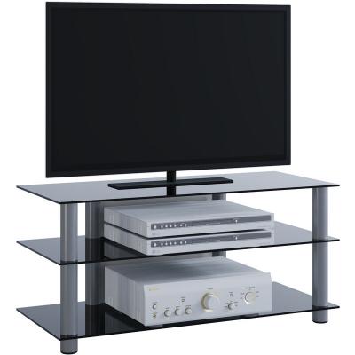 EBUY24 NETASA meuble tv hifi video commode rangement verre noir