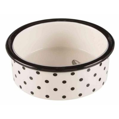 TRIXIE Ecuelle C&eacute;ramique Zentangle - 0,3 L/&Oslash; 12 Cm, Blanc/Noir
