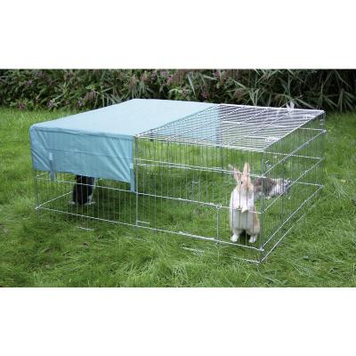 KERBL Enclos Exterieur144x112x60cm Zingu&eacute; + Protection Solaire
