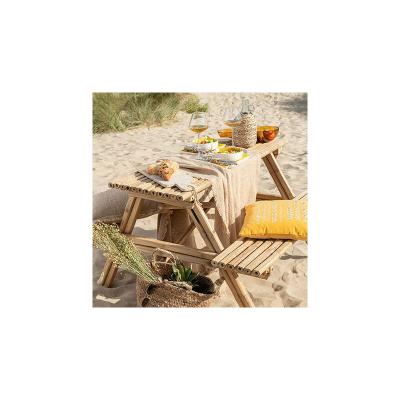 LES TENDANCES Paris Prix - Table De Jardin & 2 Bancs paradis 134cm Naturel