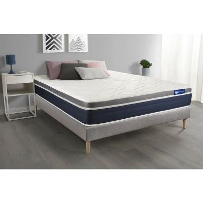 ACTISOM Ensemble ACTIMEMO CONFORT Matelas memoire de forme Maxi epaisseur 7 zones de confort et sommier KIT gris