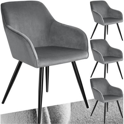 TecTake 4 Chaises MARILYN Design en Velours Style Scandinave - gris/noir