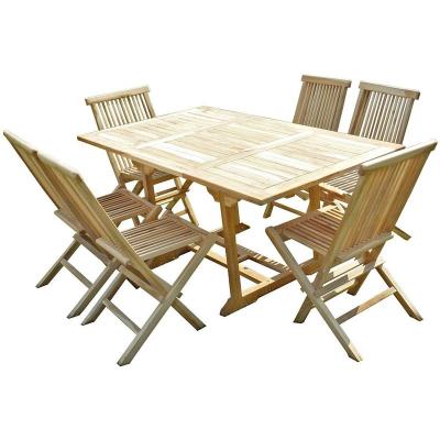 C&L JARDIN Ensemble salon de jardin en teck SERANG 6 chaises
