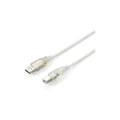 EQUIP USB-Kabel  Anschl. AB St/St 1.0m transparent Silber