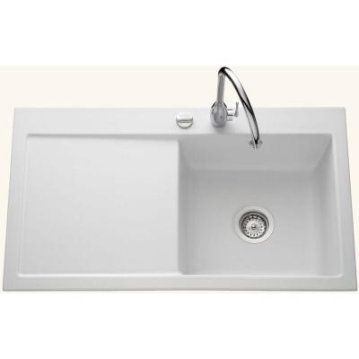 GENERIQUE Evier c&eacute;ramique blanc mat Systemceram CLEYA 1 grand bac - &eacute;gouttoir gauche 