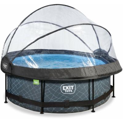 EXIT TOYS Piscine couverte EXIT Stone &oslash;244x76cm avec pompe filtrante - grise