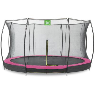 EXIT TOYS Trampoline enterr&eacute; Silhouette &oslash;366cm avec filet de s&eacute;curit&eacute; - rose