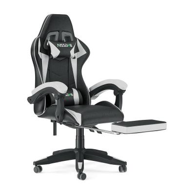 BIGZZIA Chaise de Bureau - Rattantree Si&egrave;ge de bureau R&eacute;glable - Chaise gaming avec Appui-t&ecirc;te et Support lombaire 136kg Noir et Blanc 