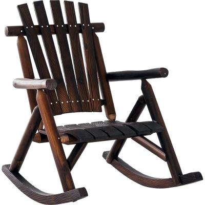OUTSUNNY Fauteuil de jardin Adirondack &agrave; bascule sapin trait&eacute; carbonisation