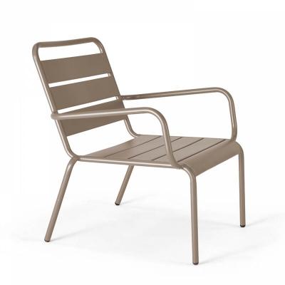 OVIALA Fauteuil de jardin bas - 60 x 64 x 72 cm - Acier - Palavas - Taupe