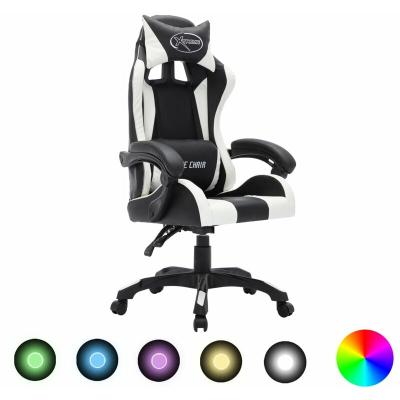 VIDAXL  fauteuil de jeux vid&eacute;o avec led rvb blanc et noir similicuir