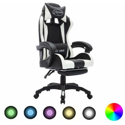  VidaXL Chaise de gaming avec LED RVB Blanc et noir Simili cuir