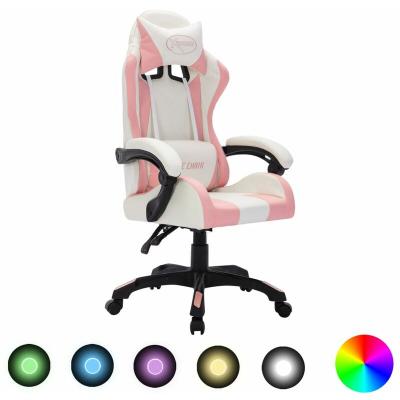 VIDAXL Fauteuil de jeux vid&eacute;o avec led rvb rose et noir similicuir