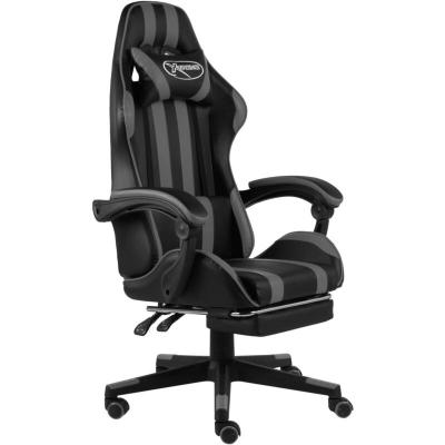 VIDAXL Fauteuil de jeux vid&eacute;o avec repose-pied Noir et gris Similicuir 