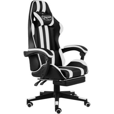 VIDAXL Fauteuil de jeux vid&eacute;o et repose-pied Noir et blanc Similicuir20531