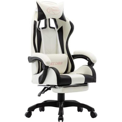 VIDAXL Fauteuil de jeux vid&eacute;o et repose-pied Noir et blanc Similicuir