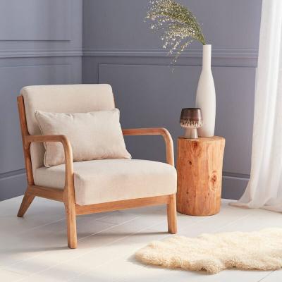 SWEEEK Fauteuil design beige en bois et tissu 