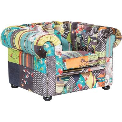 BELIANI  - Fauteuil patchwork en tissu jaune CHESTERFIELD