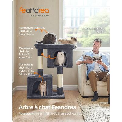 FEANDREA  Arbre &agrave; chat tout doux, Gris Fonc&eacute; / XL (68 x 48 x 101 cm)