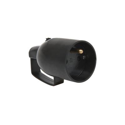 DEBFLEX Fiche femelle avec anneau 2P+T 16A droite a coiffe noir - Noir