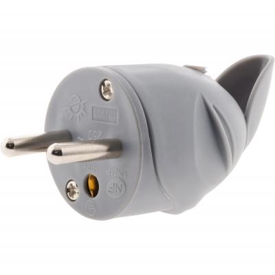 ZENITECH -Fiche m&acirc;le coud&eacute;e 16A 2P+T Gris - 