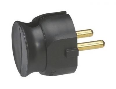LEGRAND  - Fiche 2P+T 16 A - Extra Plate - Sortie Lat&eacute;rale - Noir
