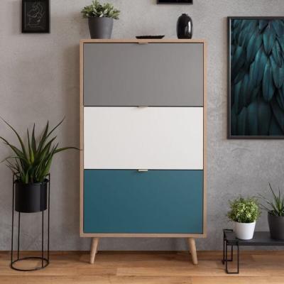 Finori Armoire &agrave; chaussures C-uba 42 Ch&ecirc;ne Sonoma et tricolore