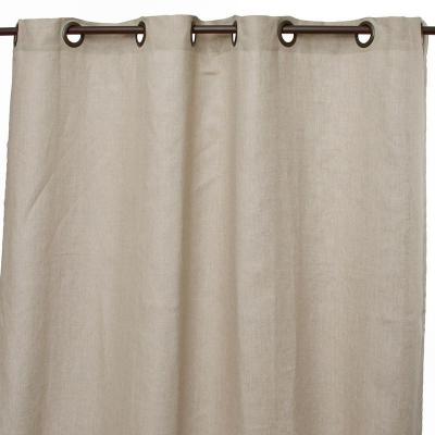Rideau 100% lin &agrave; &oelig;illets &agrave; motifs floraux orange 140x250