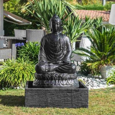 WANDA COLLECTION  Fontaine de Jardin Bouddha Assis 1 m 20 patin&eacute; Noir