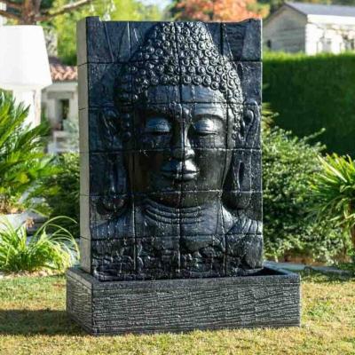 WANDA COLLECTION Fontaine de jardin mur d'eau visage de Bouddha 1 m 50 noir