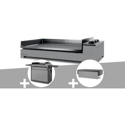 FORGE ADOUR Plancha gaz premium 75 acier avec chariot et couvercle - 