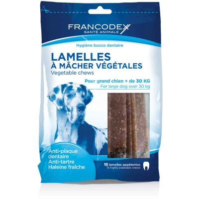 FRANCODEX Feuilles &agrave; Mastiquer Grand Chien 15 B&acirc;tonnets 