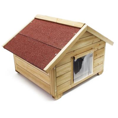 FUDAJO Wiltec Niche de chat Taille s ? 680 x 530 x 470 mm ? avec Porte, Toit bitum&eacute;, Isolation 3 couches ? Maison pour chats chatons Outdoor Maisonnette