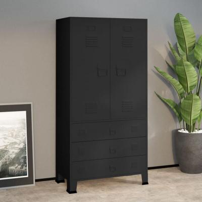 Vidaxl garde-robe industrielle noir 90x50x180 cm m&eacute;tal
