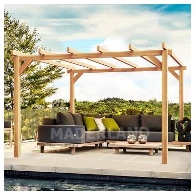  Pergola jardin adoss&eacute; en bois : LINARES : 400 x 400 cm