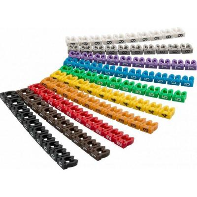 GOOBAY Clips Marqueurs de C&acirc;ble -  - Digits 0-9 - 10 x 10 Couleurs - Pour C&acirc;bles 4mm - Pack de 100