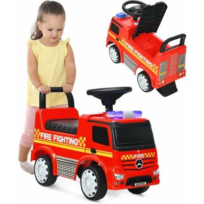 GOPLUS Camion &agrave; Pousser pour Enfants  - Rouge - Phare LED - Klaxon - Musique - Rangement sous Si&egrave;ge