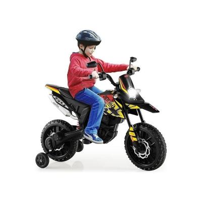 GOPLUS  Moto &Eacute;lectrique pour Enfants 3-8 Ans avec 2 Roues dEntra&icirc;nemenPhare12V avec MusiqueCharge 30kgNoir