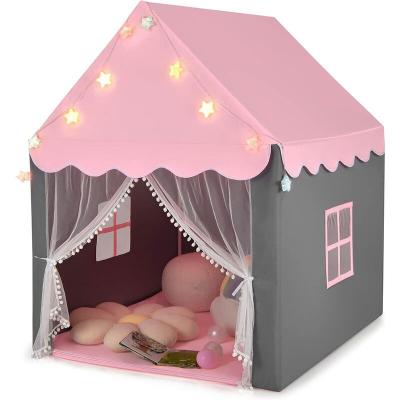 GOPLUS Tente de Jeu pour Enfants Interieur et Exterieur, Tipi de Jardin pour Garcons et Filles avec Tapis Epais, Lumieres d'Etoile Compris, 105 x 120 x 140