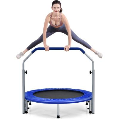 GOPLUS  Trampoline de Fitness 101 cm Pliable avec Tubes &agrave; 6 BrochesTrampoline Pliable avec Poign&eacute;e Trampoline Rond avec 2 Cordons 
