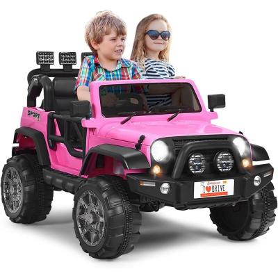 GOPLUS  Voiture Tout-terrain &Eacute;lectrique 2 Places pour Enfantavec T&eacute;l&eacute;commandeLumi&egrave;res LED Musique3 Vitesses R&eacute;glables Rose 