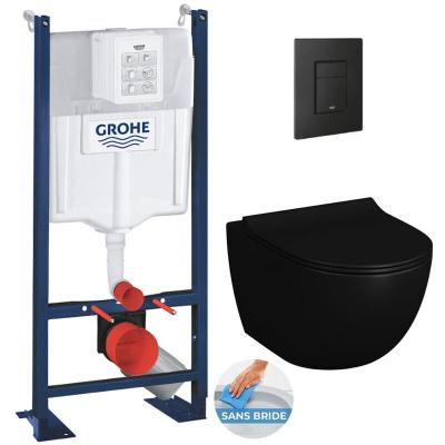 GROHE Pack wc B&acirc;ti autoportant Rapid sl + wc sans bride Infinitio 2.0 Noir mat + Abattant softclose + Plaque Noir mat - 