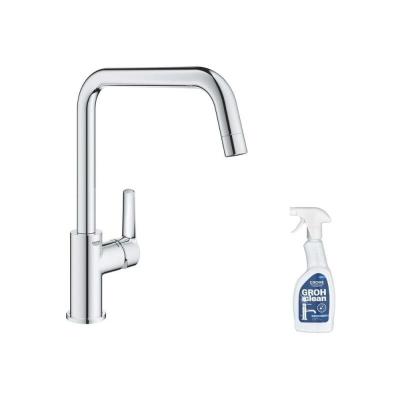 GROHE Mitigeur cuisine Start Bec haut chrome manette chrome avec nettoyant GrohClean