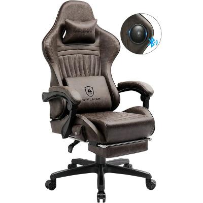GTPLAYER Chaise GamingChaise bureau avec Repose-pied Haut-parleur Bluetooth et Accoudoirs Synchronis&eacute;s (Brun)