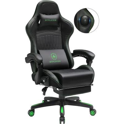 GTPLAYER  Chaise Gaming avec Repose-pied Haut-parleur Bluetooth et Accoudoirs Synchronis&eacute;s (Noir)
