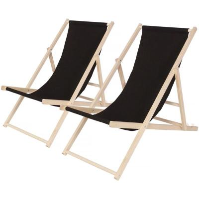 HABITAT ET JARDIN Lot de 2 transat en bois chilienne - noir